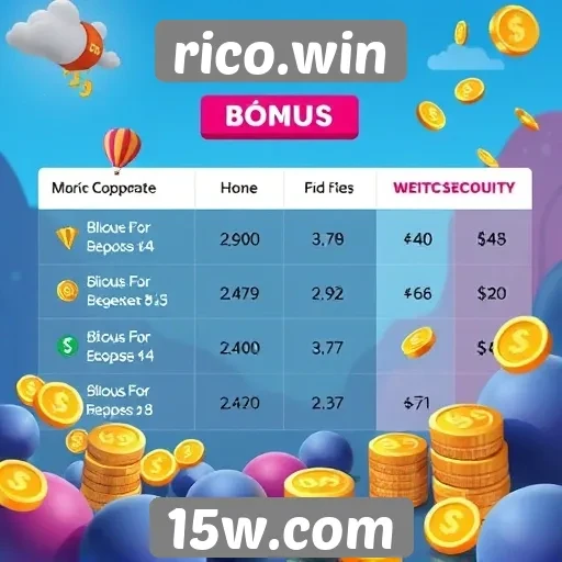 Comparativo de bônus oferecidos pela plataforma rico.win